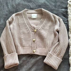 Women's Beige Knit Cardigan Sweater